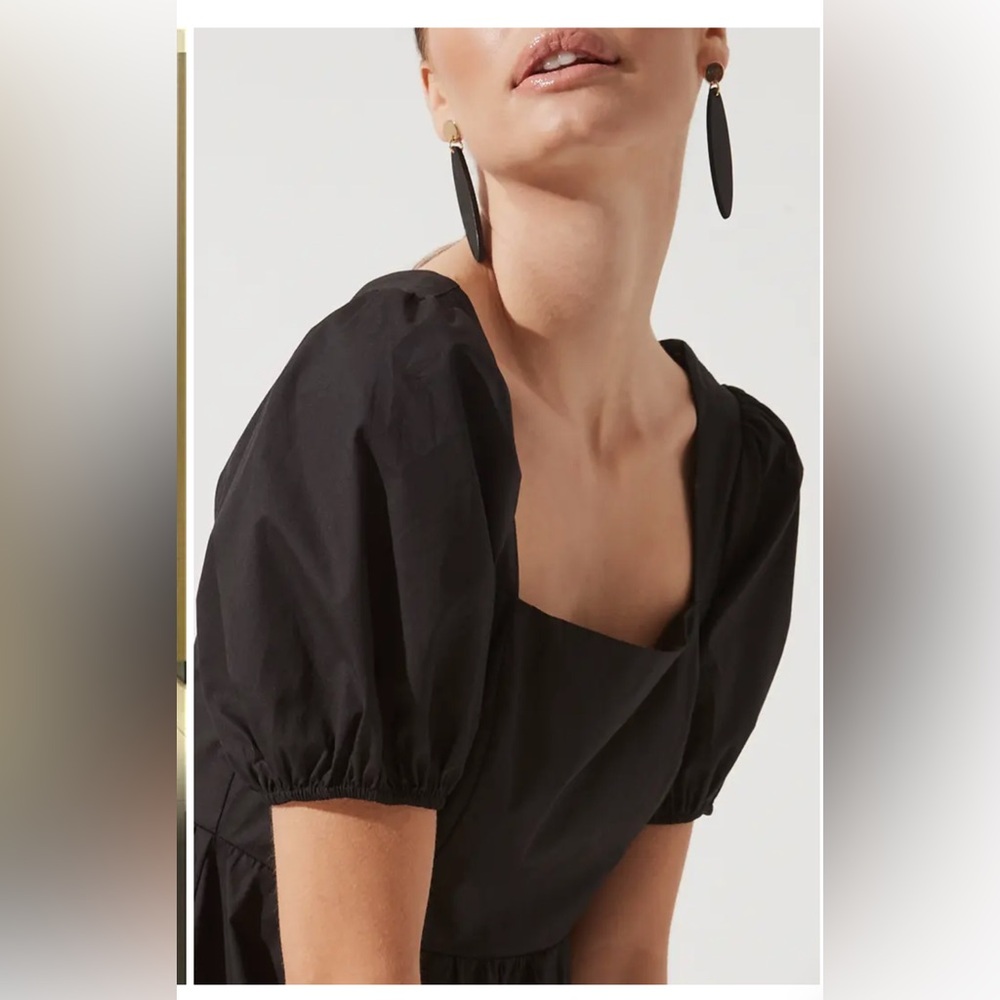 ASTR The Label Poplin Puff Sleeve Tiered Midi Dress ,Large - Picture 4 of 12